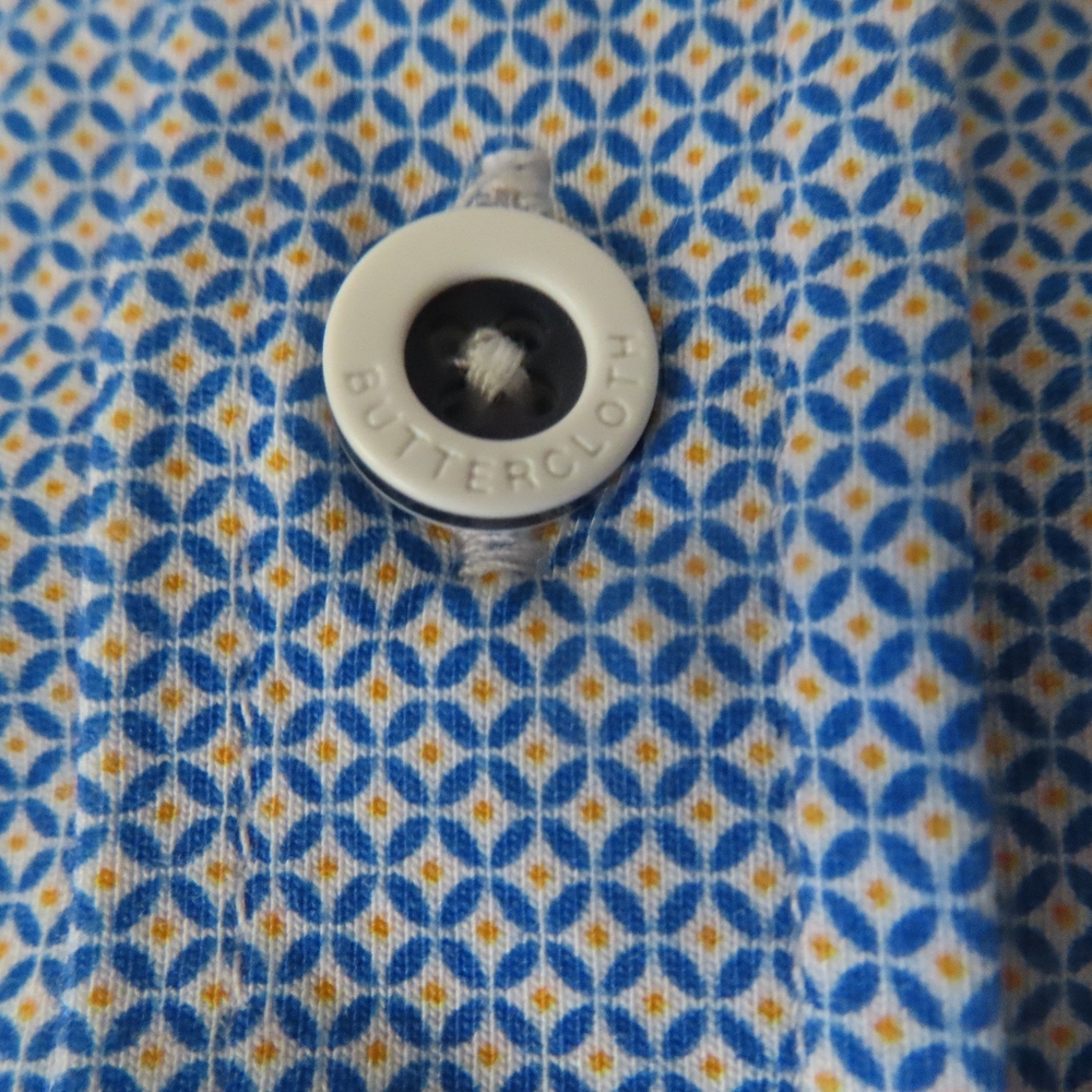 buttercloth icy cotton blue print long sleeve button up shirt L reg fit - Picture 2 of 6